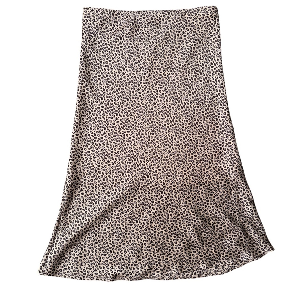 Leith Satin Slip Skirt - Leopard Print - Size Small